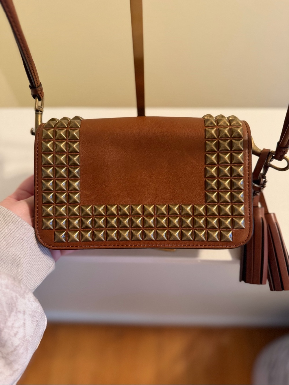 Coach limited edition archival Studded Brown Leather Crossbody